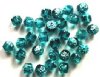 30 8mm Triangle Faceted Aqua, Silver Tipped with Coated Ends